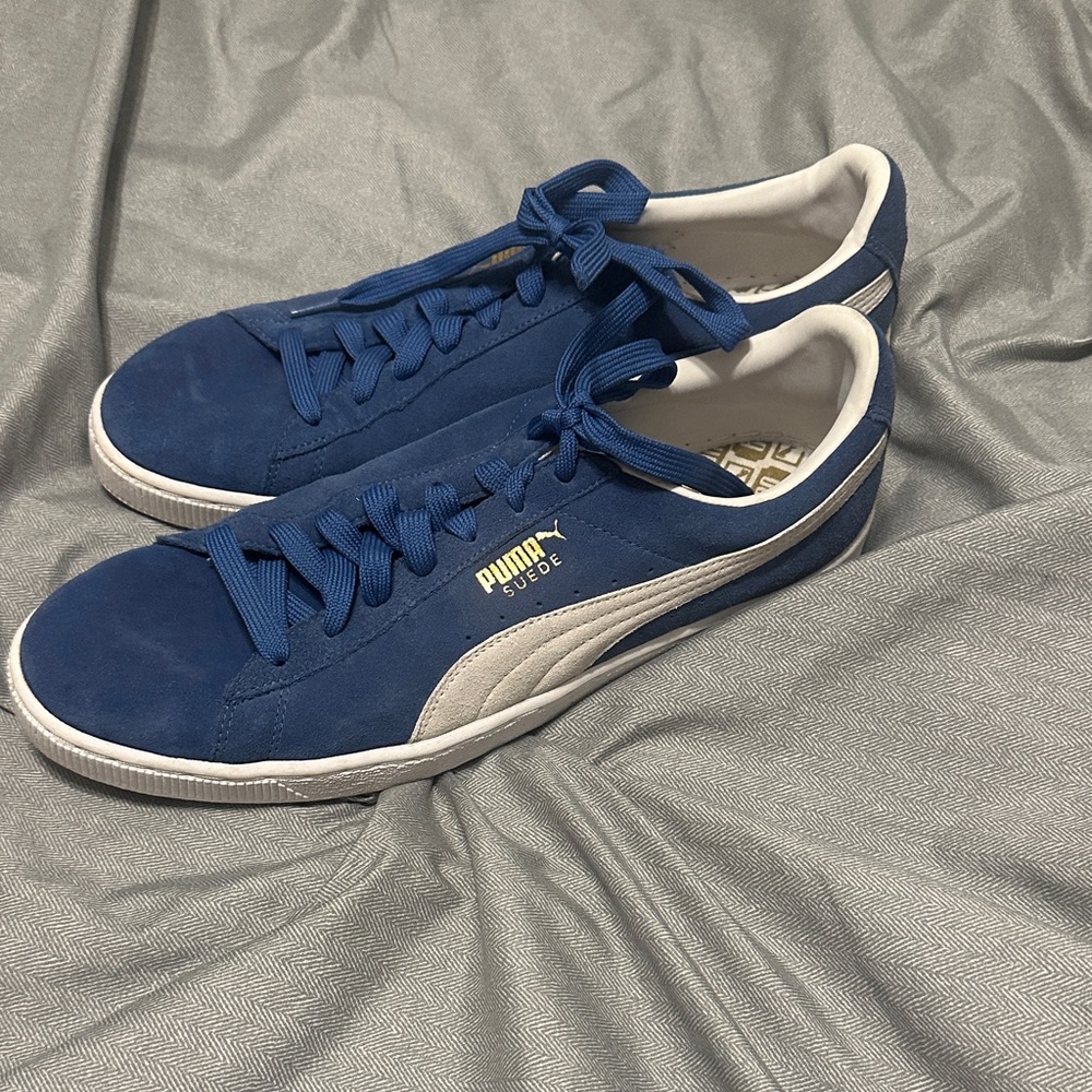 Puma Suede Navy and White Sneakers